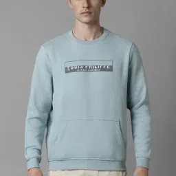 Louis Philippe Blue Regular Fit Printed Sweatshirt-image-5