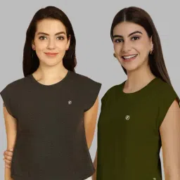 Friskers Grey & Olive Green Slim Fit Sports T-Shirts - Pack Of 2-picture-18