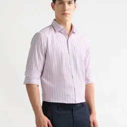 Arrow Pink Cotton Regular Fit Striped Shirt image 3