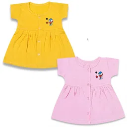 KIDEEZGUILD Girls Pack Of 2 Round Neck Gathered or Pleated Fit & Flare Dress image 4