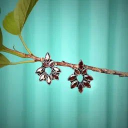 Imli Street Orange Silver Tone Stone-Studded Handcrafted Stud Earrings-image-95