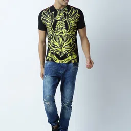 Huetrap Men Black Printed Round Neck T-shirt-image-24