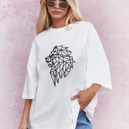 TOGS & TERRE Geometric Printed Round Neck Organic Cotton Oversized Casual T-shirt-picture-17