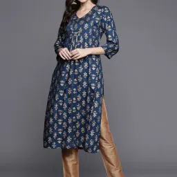 KSUT Navy Printed Straight Kurta-picture-36