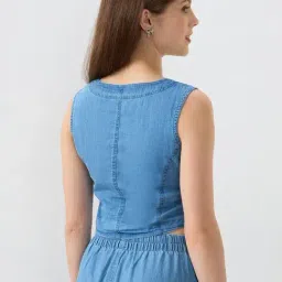 Spykar Mid Blue Solid Regular Fit Shirt image 2