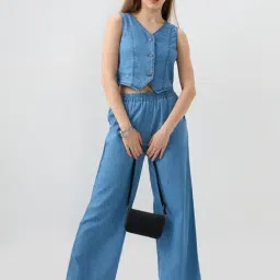 Spykar Mid Blue Solid Regular Fit Shirt image 5