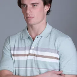SANE ORIGINALS Men Striped Polo Collar T-shirt image 5