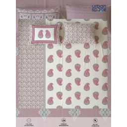 Urban Space Pink Serene 300 Tc Cotton Bedsheets with 2 Pillow Covers (Pack of 3) image 5
