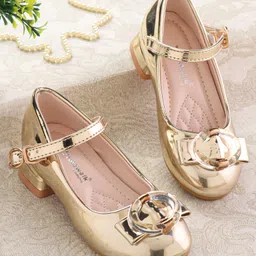 Cute Walk by Babyhug Ballerinas with Buckle Closure & Bow Applique -  Golden-picture-27
