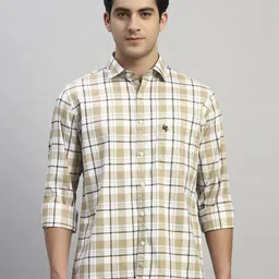 Cantabil Men Original Tartan Checks Checked Spread Collar Casual Shirt-picture-13