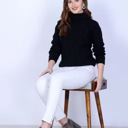 SOSHAGUN OSWAL Women High Neck Woollen Pullover Sweater-image-34