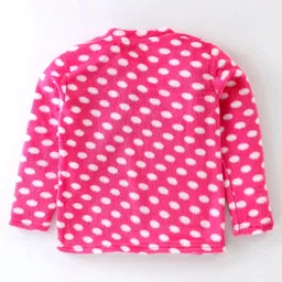 Kanvin Supersoft Extra Warm Velour Full Sleeves Winter Night Suit With Polka Dots - Fuchsia image 3