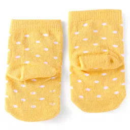 Cute Walk by Babyhug Knit Ankle Length Socks With Polka Dot & Unicorn Design - Yellow Purple & Pink image 3
