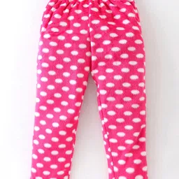 Kanvin Supersoft Extra Warm Velour Full Sleeves Winter Night Suit With Polka Dots - Fuchsia image 4