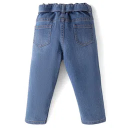 Babyhug Single Jersey Knit Half Sleeves Printed Top & Solid Denim Jeans Set - White & Blue image 4