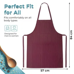 Aura 2-Pcs Maroon Striped Waterproof Apron With Front Pocket image 2