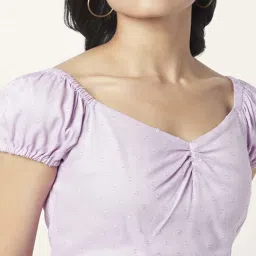 Honey by Pantaloons Lilac Self Pattern A-Line Dress image 5