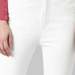 showoffff SHOWOFF White Denim Skinny Fit Mid Rise Jeans image 5