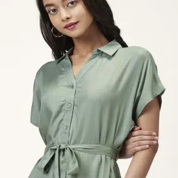 Honey by Pantaloons Green Cotton A-Line Dress image 5