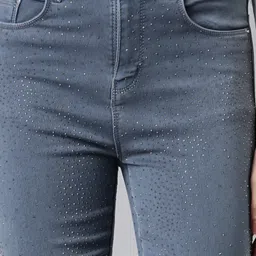 showoffff SHOWOFF Grey Denim Skinny Fit Mid Rise Jeans image 5