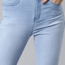 showoffff SHOWOFF Blue Denim Flared Fit Mid Rise Bootcut Jeans image 5