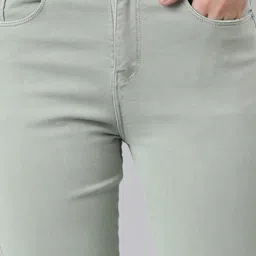 showoffff SHOWOFF Sea Green Denim Straight Fit Mid Rise Jeans image 5