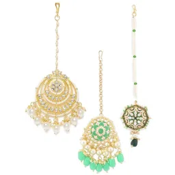 Zaveri Pearls Combo Of 3 Gold Tone Kundan Maangtikka-ZPFK13099 image 5