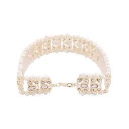 Zaveri Pearls Gold Tone Dazzling Kundan & Pearls Embellished Bridal Head Chain-ZPFK13823 image 5