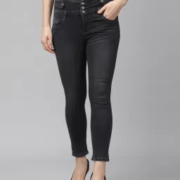 KASSUALLY Black Cotton Relaxed Fit High Rise Jeans image 1