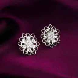 GIVA 92.5 Sterling Silver Blooming Flower Stud Earrings for Women-picture-17