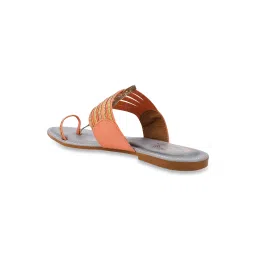 Shoetopia Women's Orange Toe Ring Sandals image 5