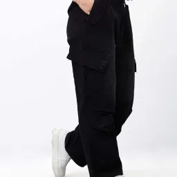 SPYKAR Black Solid Cargos image 1