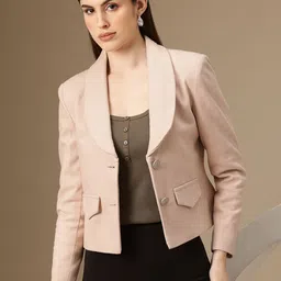 Chemistry Chevron Self Design Single-Breasted Wool Casual Blazer-image-36
