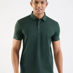 Spykar Botanical Green Cotton Polyblend Regular Fit Solid T-Shirts-image-20