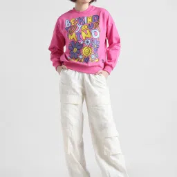 Only Dark Pink Cotton Graphic Print Sweatshirt image 5