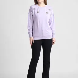 Only Lavender Cotton Embellished Sweatshirt image 5