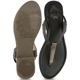 Shoetopia Women's Black T-Strap Sandals image 5