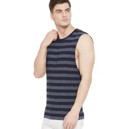 Hypernation Blue & Grey Stripes Cotton T-Shirt image 2