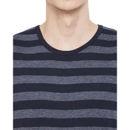 Hypernation Blue & Grey Stripes Cotton T-Shirt image 4