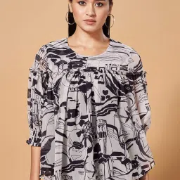 Marigold Lane White & Black Printed Top image 1