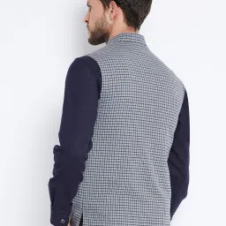 Crimsoune Club Grey Regular Fit Checks Nehru Jacket image 2
