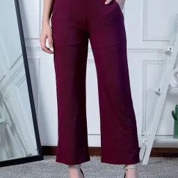 NEUDIS Wine Regular Fit Mid Rise Trousers image 1