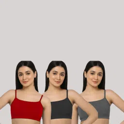 AROUSY Black & Red Cotton Beginner's Bra - Pack Of 3 image 1