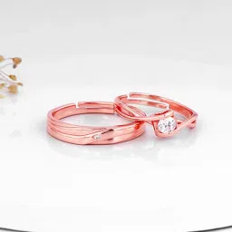 GIVA 92.5 Sterling Silver Rose Gold Two As One sAdjustable Ring for Couples image 1
