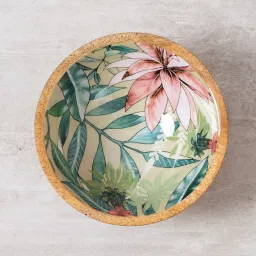 Nestroots Green Flamingo Bowls Snacks Mixing Bowls for Kitchen Printed Wooden Desert Bowls image 3