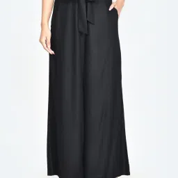 Zink London Black Regular Fit High Rise Trousers image 1