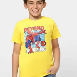 Jack & Jones Junior Yellow Spiderman Printed T-Shirt image 1