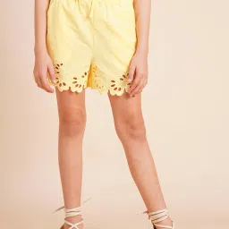 VERO MODA GIRL Pale Banana Self Design Regular Fit Shorts image 1