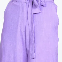 Zink London Purple Regular Fit High Rise Trousers image 5
