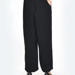 Zink London Black Regular Fit High Rise Trousers image 2